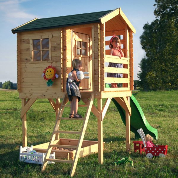 בית עץ לילדים M501d דגם כולל מגלשה